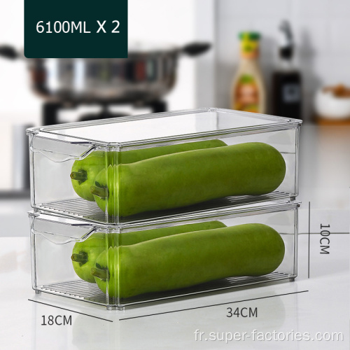 Organisateur de réfrigérateur transparent en plastique pour stocker les aliments